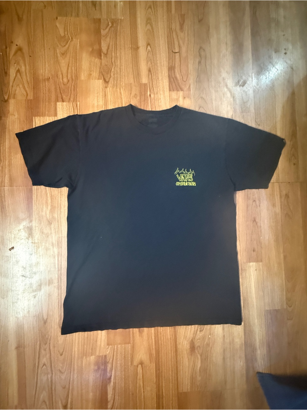 Vans Black Short-Sleeve Tee with Yellow Chest Graphic